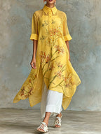 Casual Floral Short-Sleeve Midi Dress & Slip Dress Two-Piece Set