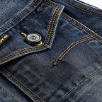 Washed And Worn Denim Straight Loose Fitting Suit Jumpsuit