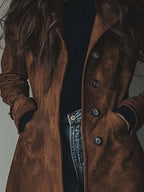 Vintage Faux Suede Trench Coat
