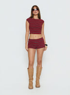 Veyona Cap Sleeve Top Red Stripe