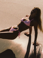 Passiona Sequin Tie Side Bikini Bottom Pink