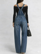 Women's Casual Loose Denim Overalls Wide-leg Jumpsuit