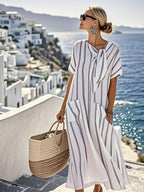 Women'S Loose Striped Print Dress