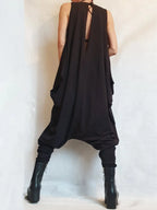 Fashion Plain Sleeveless Asymmetrical Harem Pants Tank Jumpsuit