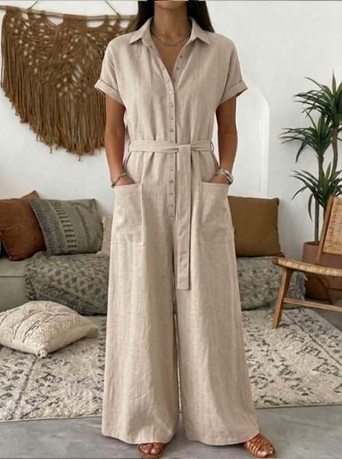 Casual Linen And Cotton Jumpsuits