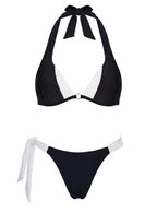 Ocean Haze Halter Bikini Top Black / White