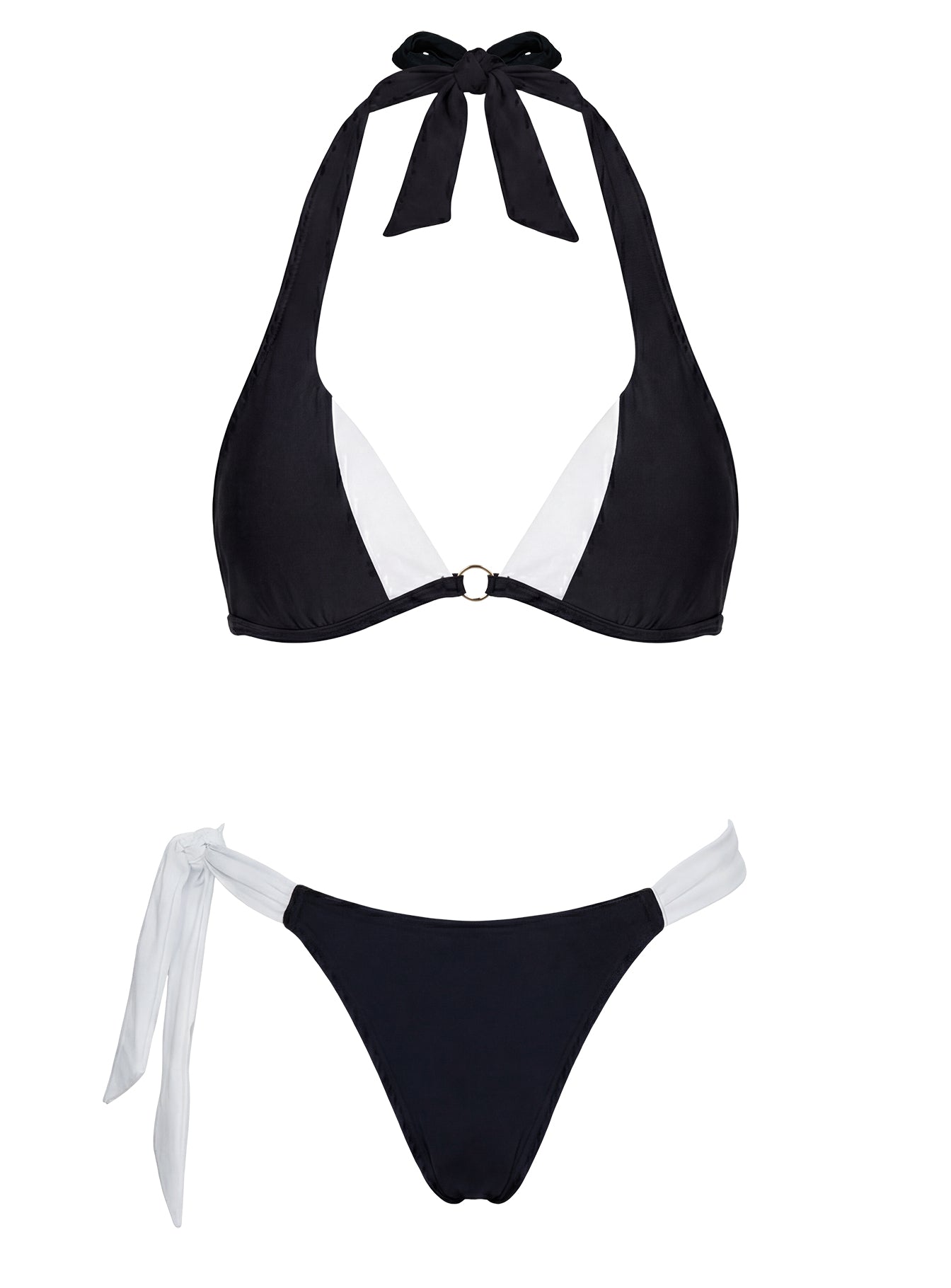 Ocean Haze Halter Bikini Top Black / White