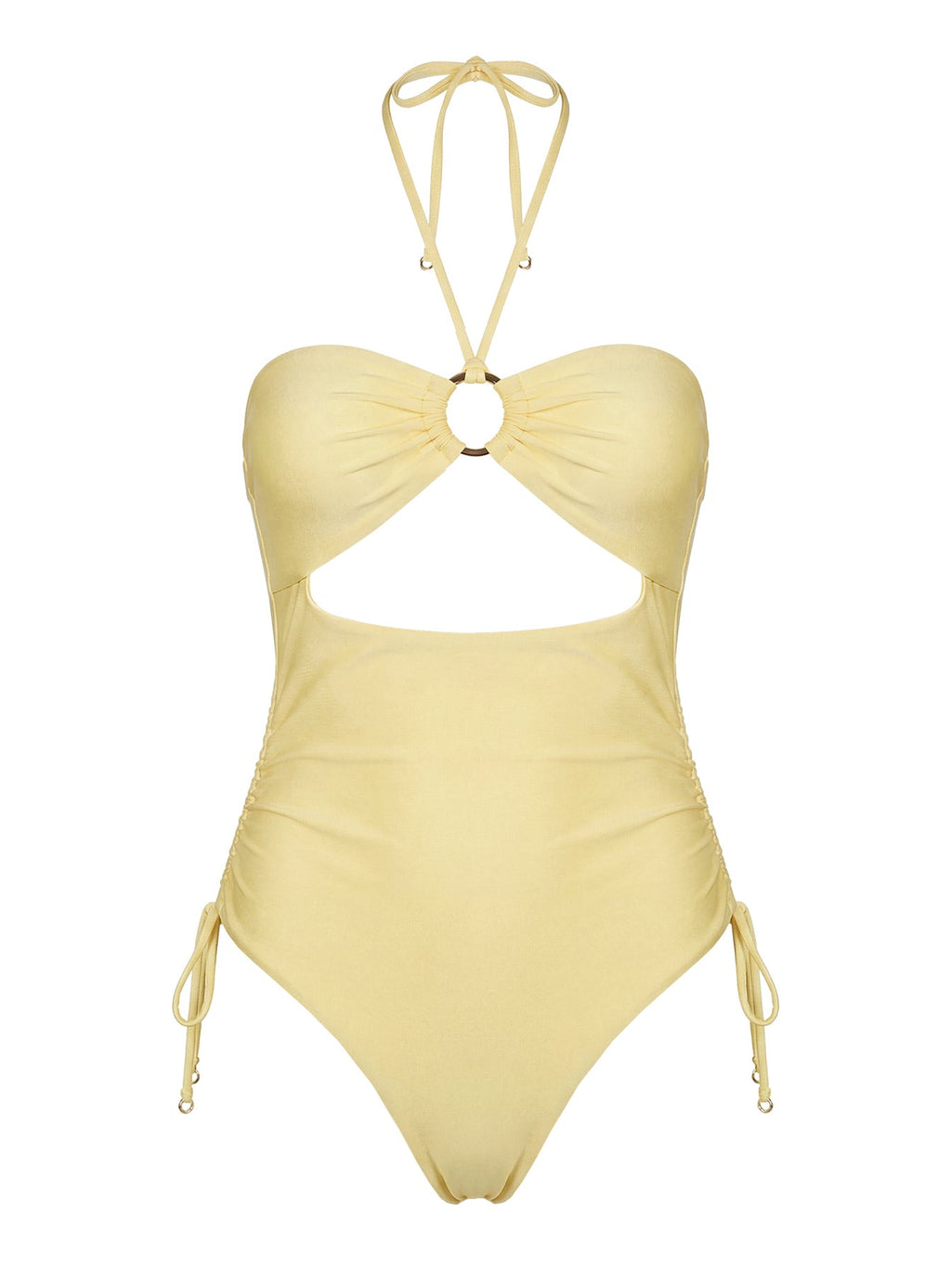Ubelia Halter Cut Out One Piece Yellow