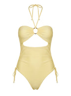 Ubelia Halter Cut Out One Piece Yellow