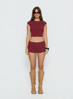 Veyona Cap Sleeve Top Red Stripe
