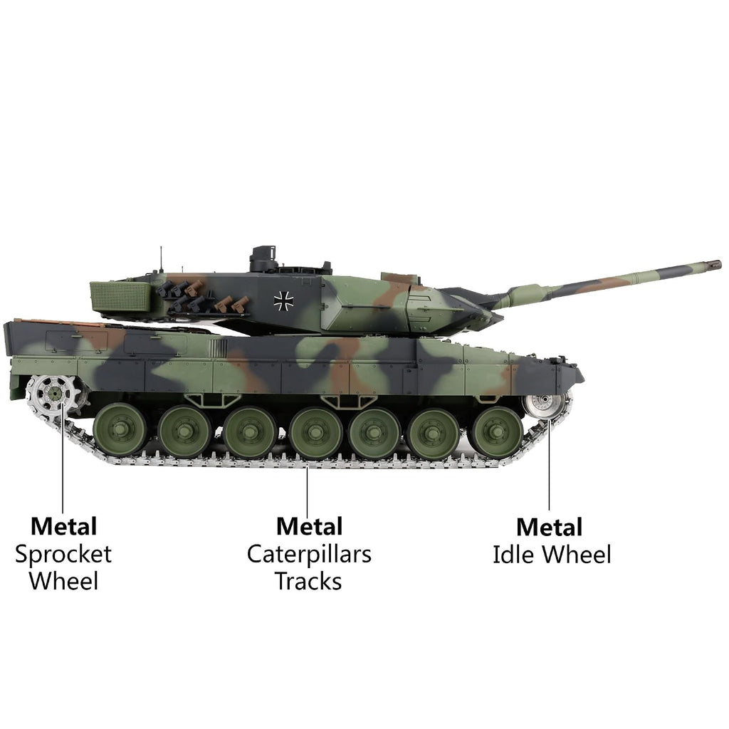 Clearance Sale 1/16 2.4ghz Remote Control German Leopard 2A6 Tank Model(360-Degree Rotating Turret)(Steel Gear Gearbox)(3800mah Battery)