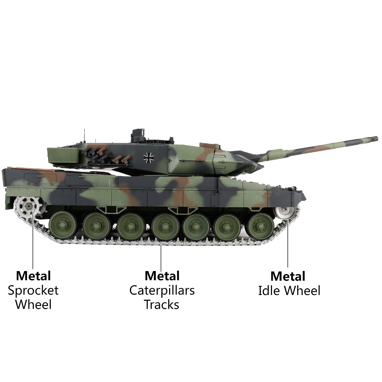 Clearance Sale 1/16 2.4ghz Remote Control German Leopard 2A6 Tank Model(360-Degree Rotating Turret)(Steel Gear Gearbox)(3800mah Battery)