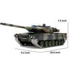 Clearance Sale 1/16 2.4ghz Remote Control German Leopard 2A6 Tank Model(360-Degree Rotating Turret)(Steel Gear Gearbox)(3800mah Battery)