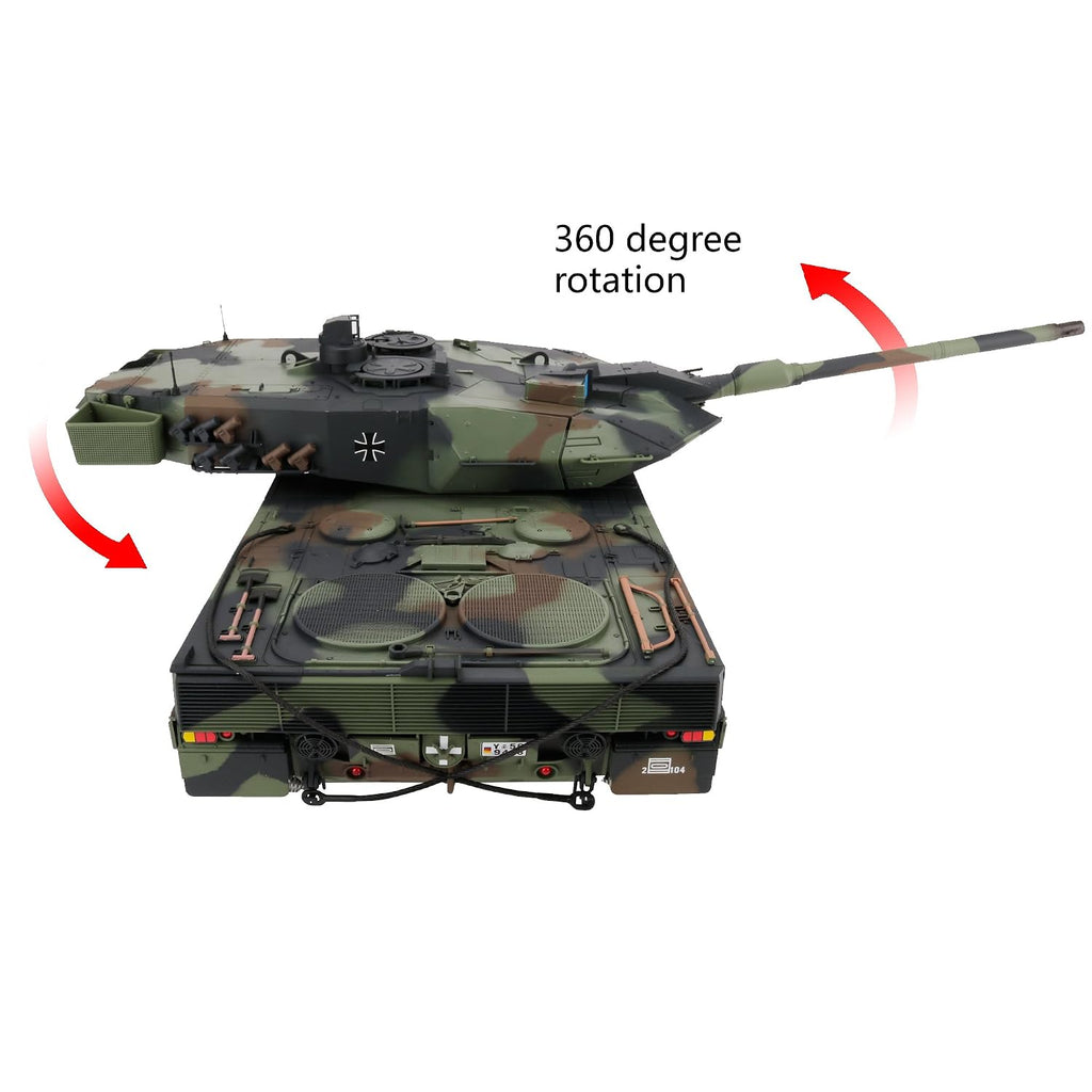 Clearance Sale 1/16 2.4ghz Remote Control German Leopard 2A6 Tank Model(360-Degree Rotating Turret)(Steel Gear Gearbox)(3800mah Battery)
