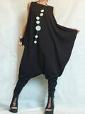 Fashion Plain Sleeveless Asymmetrical Harem Pants Tank Jumpsuit
