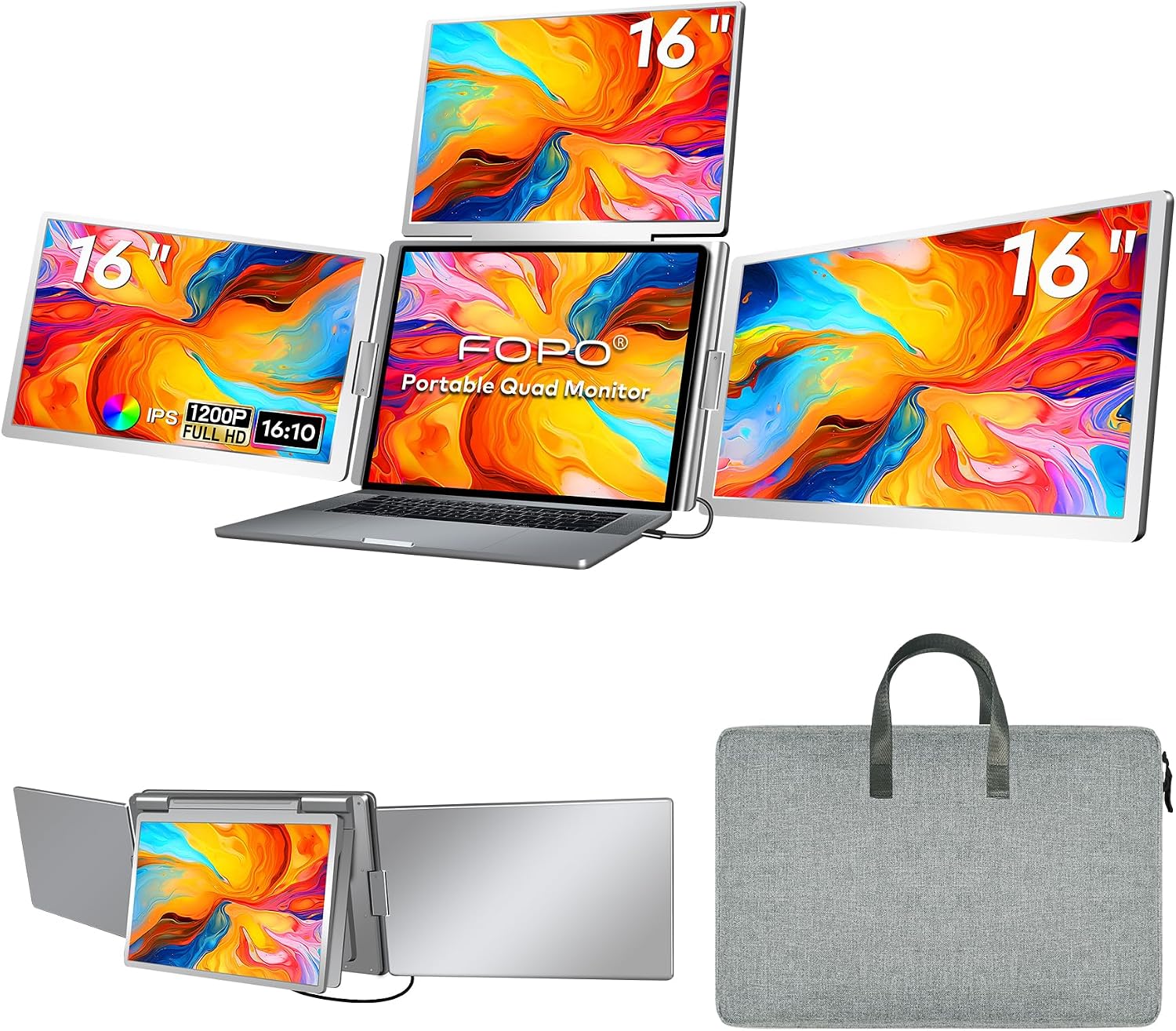⏰️Clearance Sale 16" Laptop Screen Extender, 1200P IPS Quad Monitor