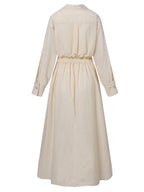 Elegant Pocket Button Lapel Collar Fold Solid Midi Dress