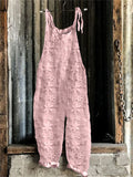 Floral Lace Embroidered Linen Blend Jumpsuit