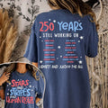 "Stars Stripes And Human Rights" 2-Sided T-Shirt – 250 Years Still Working On Back Print Tee, Liberal 4th Of July Activist Equal Rights Gift Top