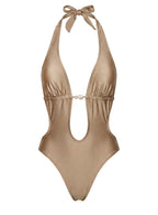 Kirrie Halter Cut Out One Piece Gold