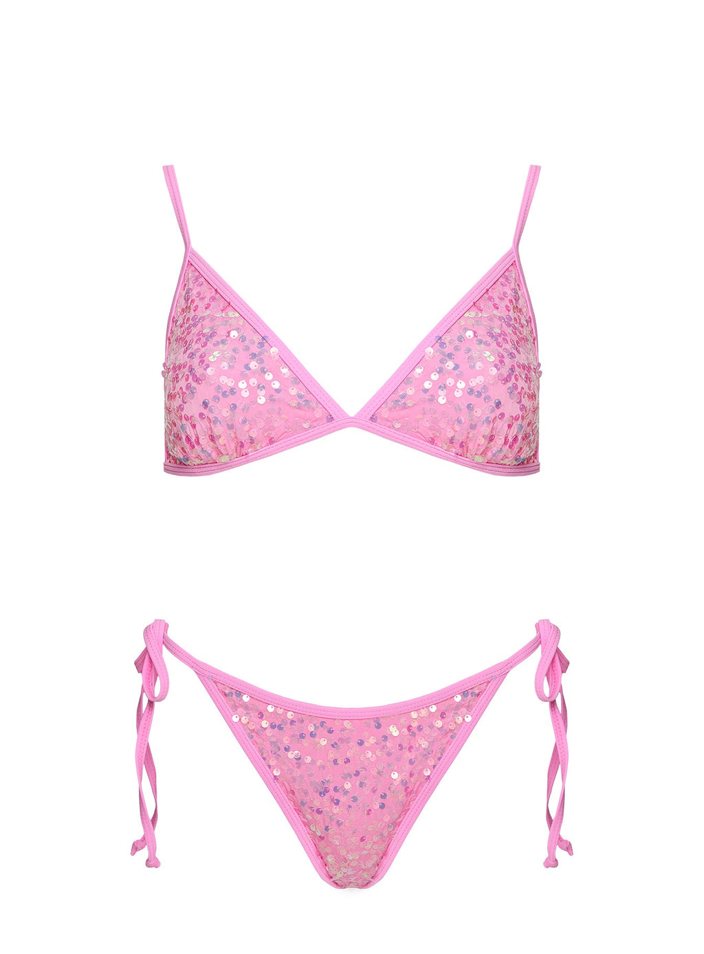 Passiona Sequin Tie Side Bikini Bottom Pink