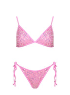 Passiona Sequin Tie Side Bikini Bottom Pink