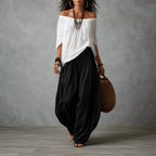 Solenza – Off-Shoulder Boho Top and Lantern Pants Set for Women