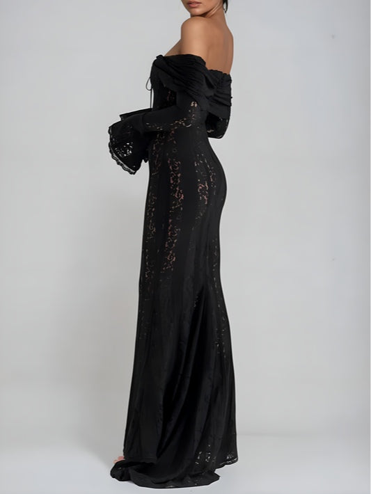 Lace Off-Shoulder Maxi Dress
