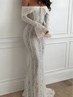 Lace Off-Shoulder Maxi Dress