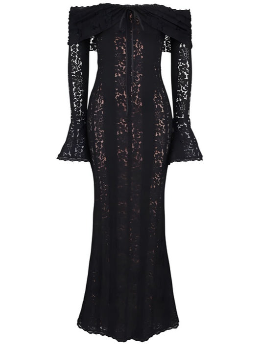 Lace Off-Shoulder Maxi Dress