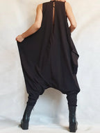 Fashion Plain Sleeveless Asymmetrical Harem Pants Tank Jumpsuit