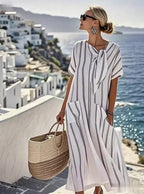 Women'S Loose Striped Print Dress