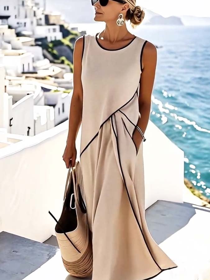 Women'S Loose Striped Print Dress
