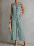 Women's Cotton Button-down Jumpsuit
