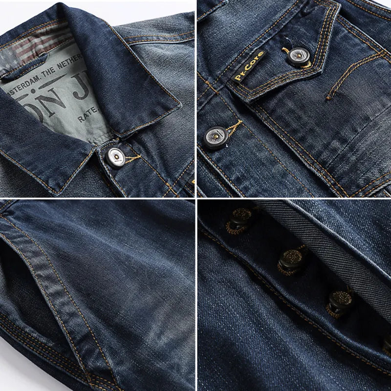Washed And Worn Denim Straight Loose Fitting Suit Jumpsuit