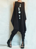 Fashion Plain Sleeveless Asymmetrical Harem Pants Tank Jumpsuit
