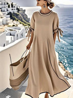 Women'S Loose Striped Knot Dress