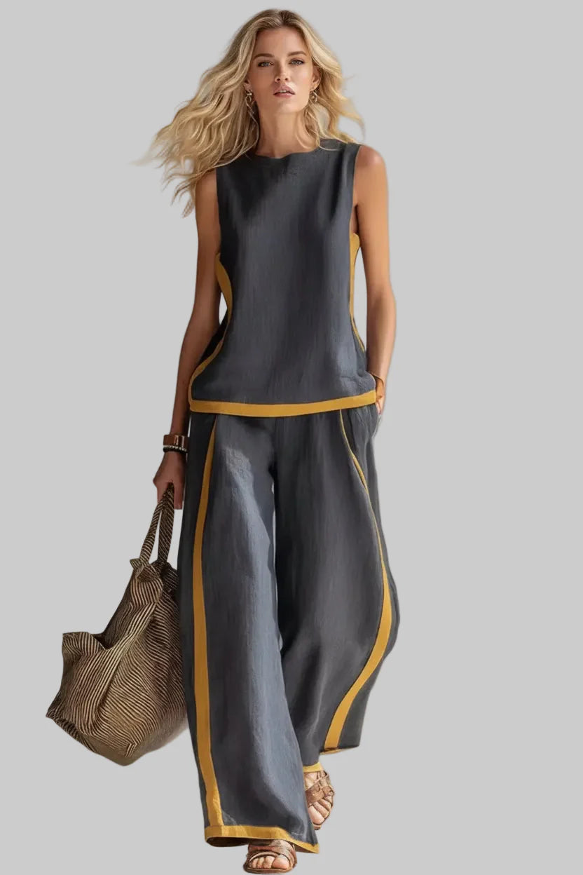 Sleeveless Tank Top & Wide-Leg Pants Set