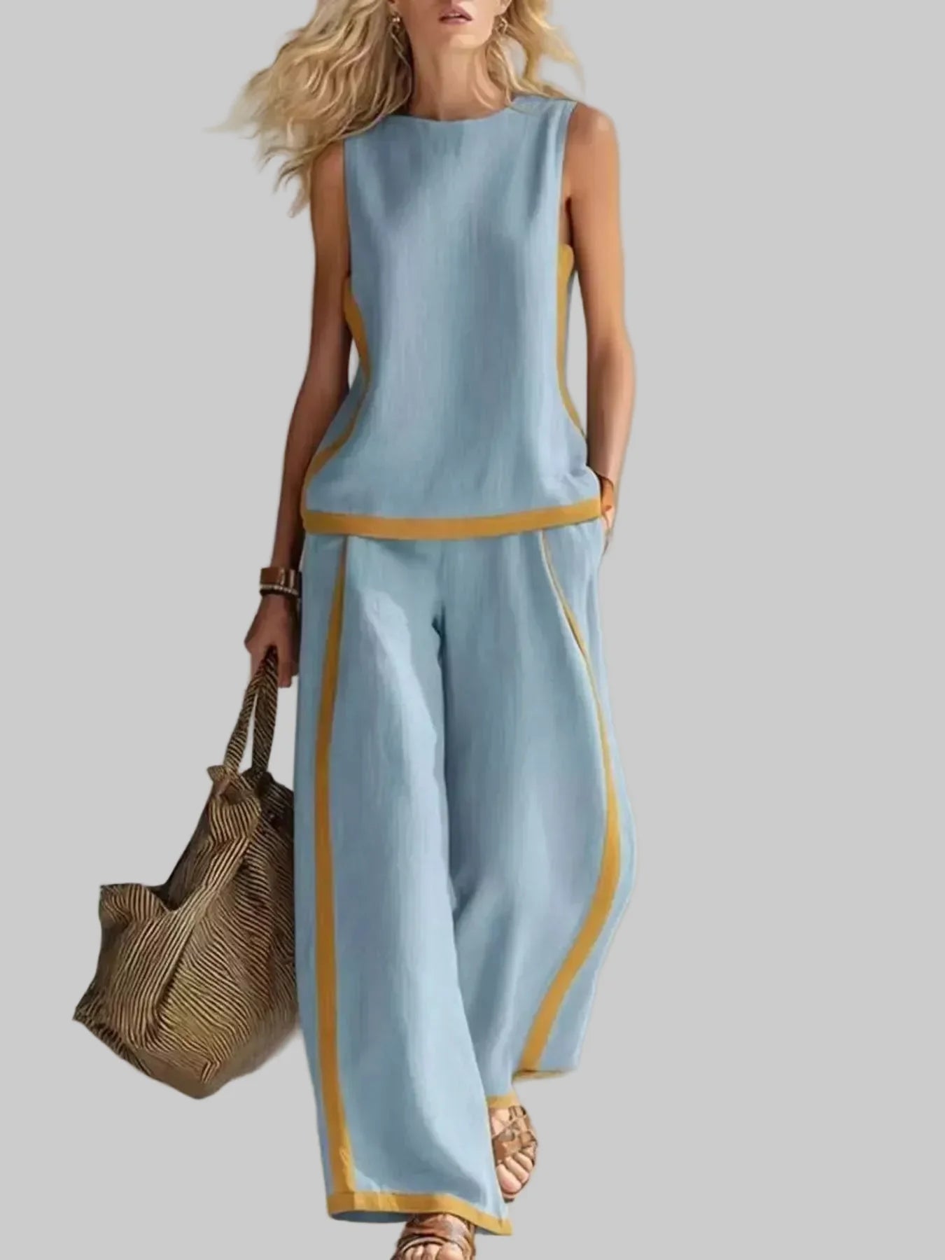 Sleeveless Tank Top & Wide-Leg Pants Set