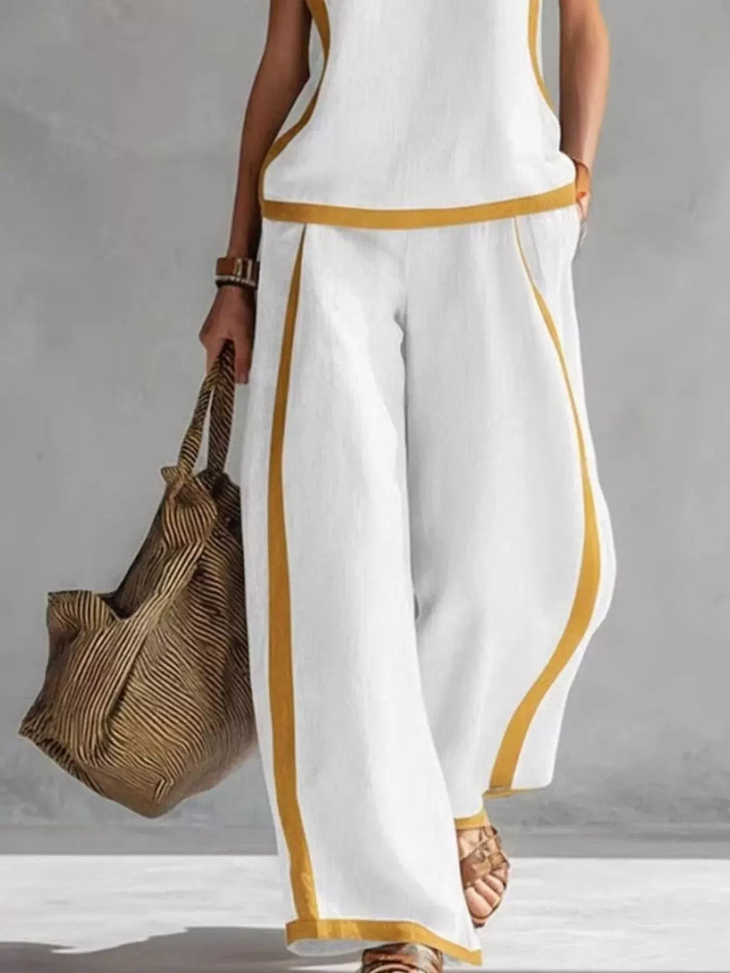 Sleeveless Tank Top & Wide-Leg Pants Set