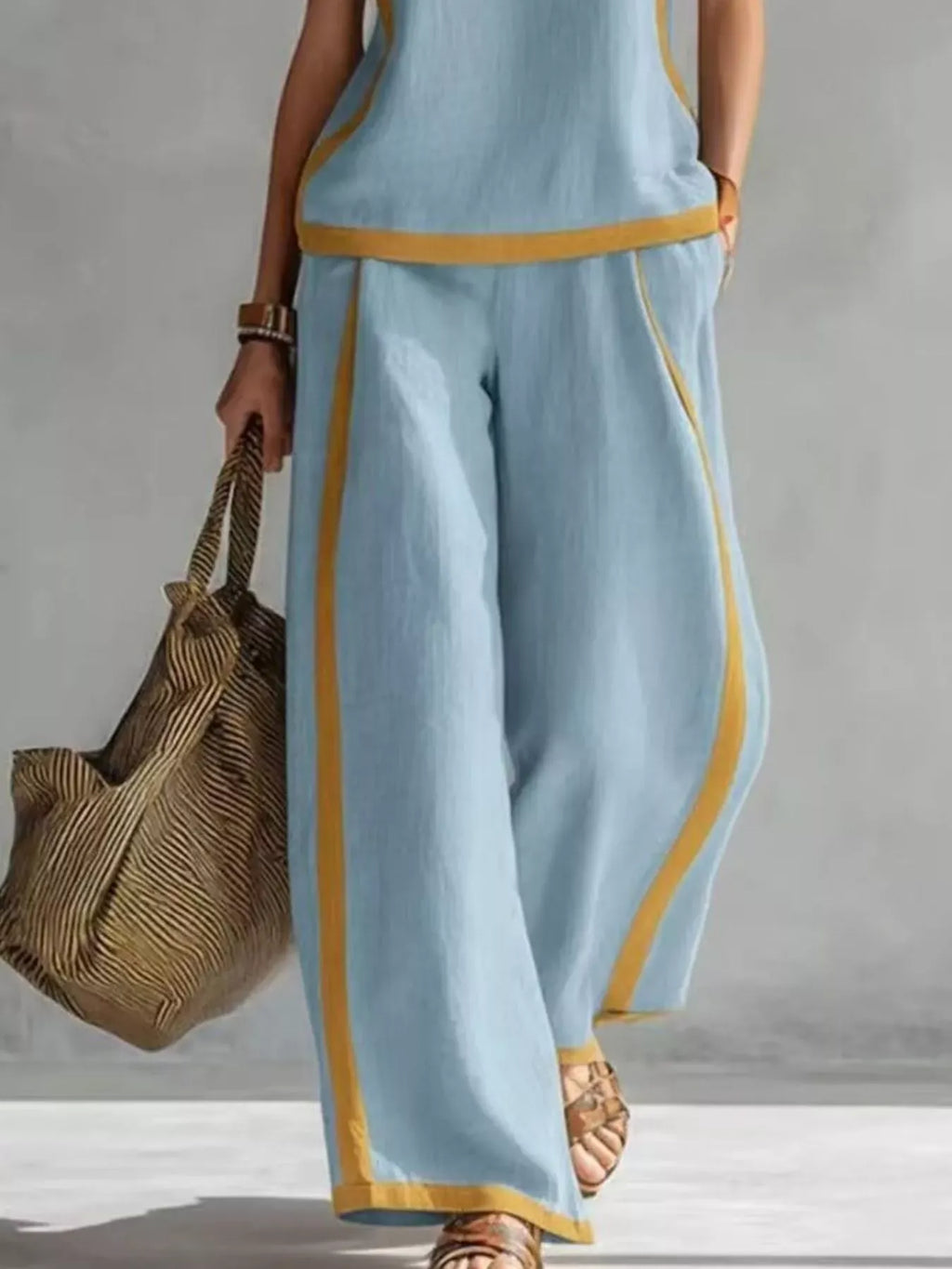 Sleeveless Tank Top & Wide-Leg Pants Set