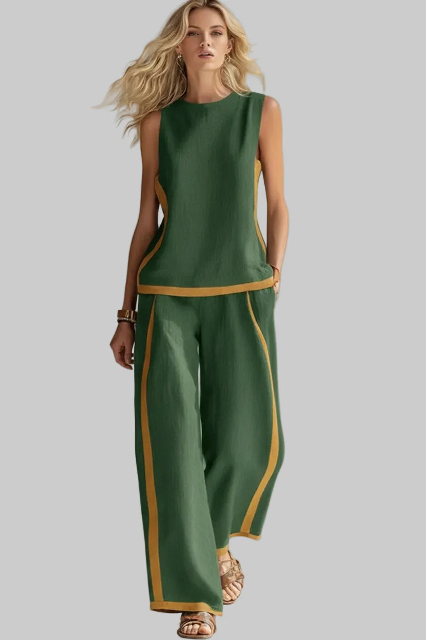 Sleeveless Tank Top & Wide-Leg Pants Set
