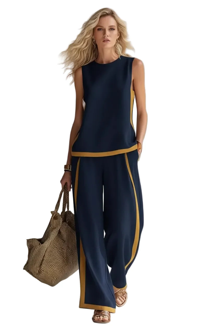 Sleeveless Tank Top & Wide-Leg Pants Set