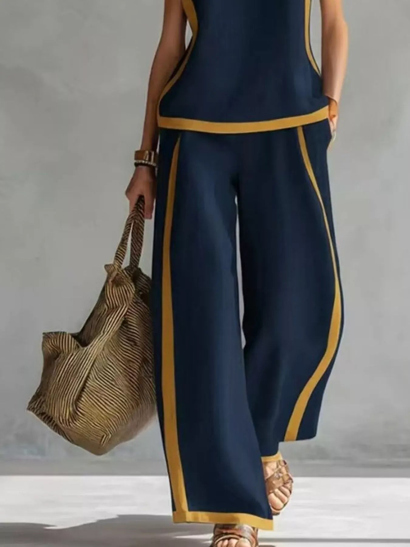 Sleeveless Tank Top & Wide-Leg Pants Set