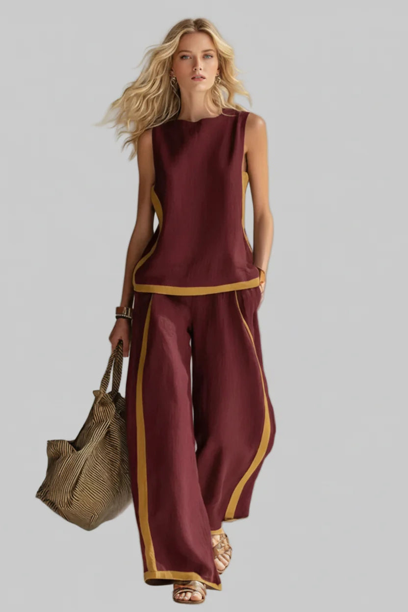 Sleeveless Tank Top & Wide-Leg Pants Set