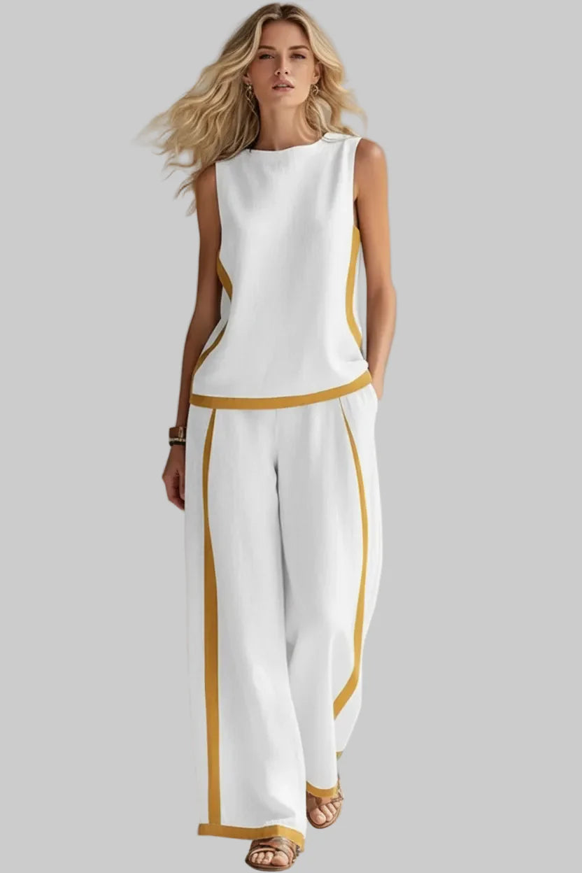 Sleeveless Tank Top & Wide-Leg Pants Set