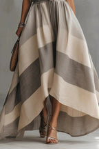 Striped High-Low Hem Tie Waist Maxi Dress
