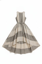 Striped High-Low Hem Tie Waist Maxi Dress